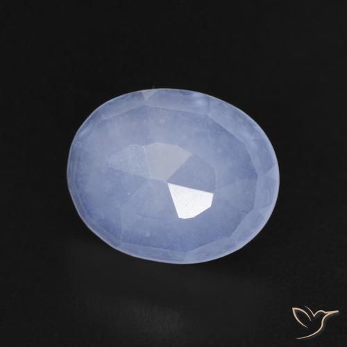 2.25 ct Blue Chalcedony Stone, Natural Chalcedony in Oval Buff-Top Shape for Sale