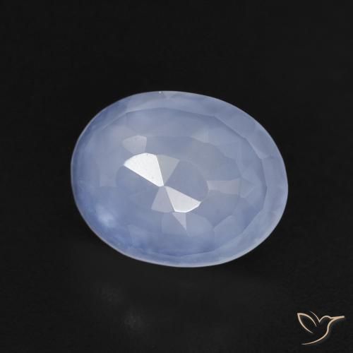 2.33 ct Blue Chalcedony Stone, Natural Chalcedony in Oval Buff-Top Shape for Sale