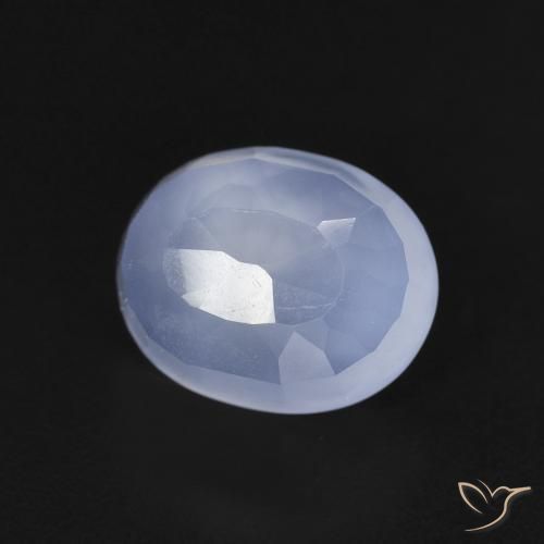 2.74 ct Blue Chalcedony Stone, Natural Chalcedony in Oval Buff-Top Shape for Sale