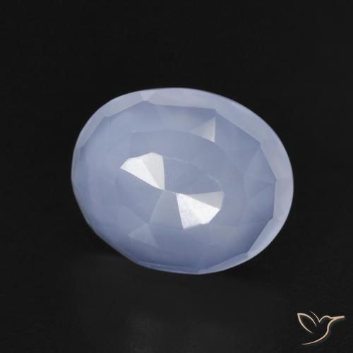 3.62 ct Blue Chalcedony Stone, Natural Chalcedony in Oval Buff-Top Shape for Sale