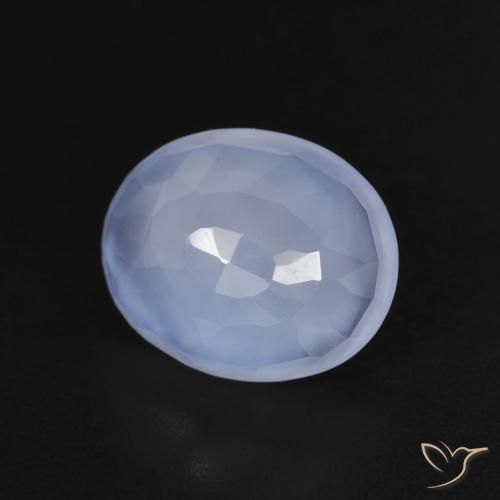 2.99 ct Blue Chalcedony Stone, Natural Chalcedony in Oval Buff-Top Shape for Sale
