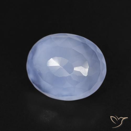 3.18 ct Blue Chalcedony Stone, Natural Chalcedony in Oval Buff-Top Shape for Sale