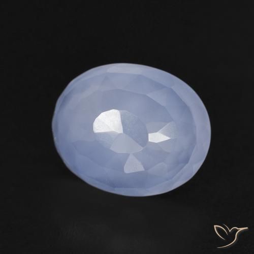 3.65 ct Blue Chalcedony Stone, Natural Chalcedony in Oval Buff-Top Shape for Sale
