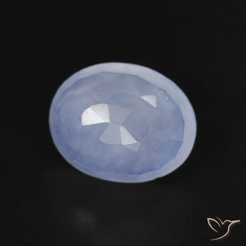 2.84 ct Blue Chalcedony Stone, Natural Chalcedony in Oval Buff-Top Shape for Sale