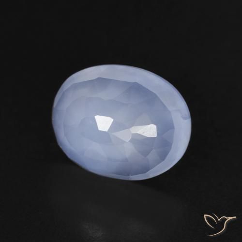 2.51 ct Blue Chalcedony Stone, Natural Chalcedony in Oval Buff-Top Shape for Sale