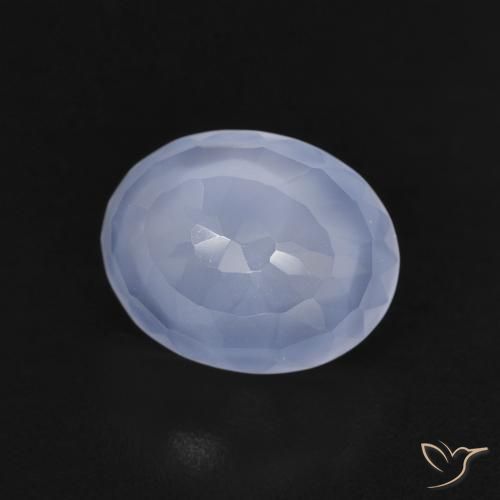 2.50 ct Blue Chalcedony Stone, Natural Chalcedony in Oval Buff-Top Shape for Sale