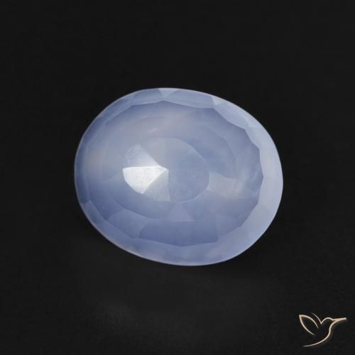 2.28 ct Blue Chalcedony Stone, Natural Chalcedony in Oval Buff-Top Shape for Sale
