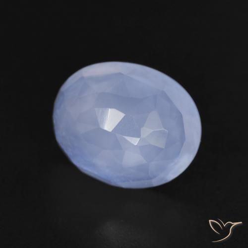 2.67 ct Blue Chalcedony Stone, Natural Chalcedony in Oval Buff-Top Shape for Sale