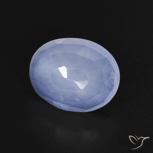 2.34 ct Blue Chalcedony Stone, Natural Chalcedony in Oval Buff-Top Shape for Sale