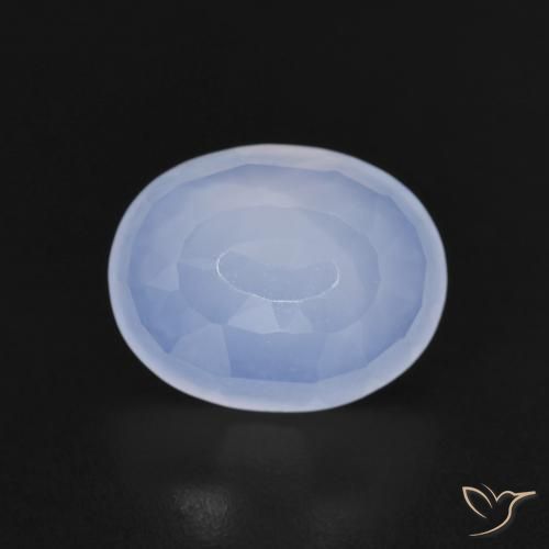 2.58 ct Blue Chalcedony Stone, Natural Chalcedony in Oval Buff-Top Shape for Sale