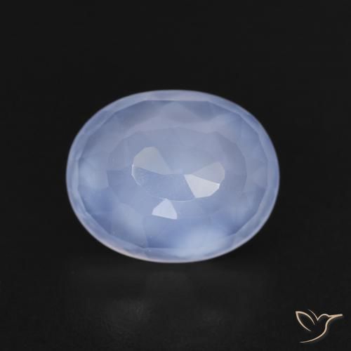 2.26 ct Blue Chalcedony Stone, Natural Chalcedony in Oval Buff-Top Shape for Sale