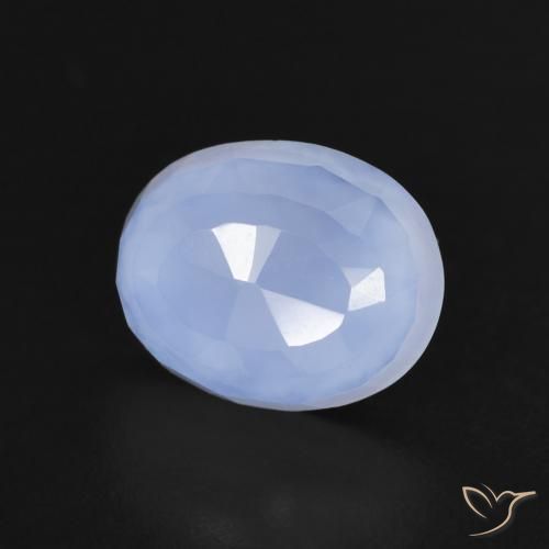 2.60 ct Blue Chalcedony Stone, Natural Chalcedony in Oval Buff-Top Shape for Sale