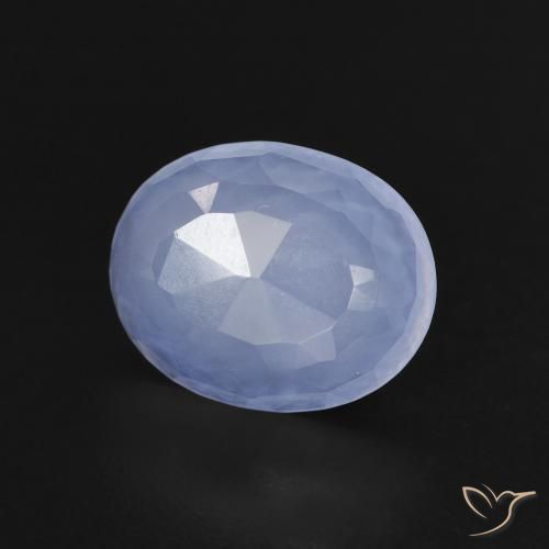 2.13 ct Blue Chalcedony Stone, Natural Chalcedony in Oval Buff-Top Shape for Sale