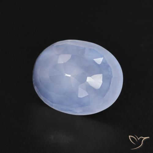 2.35 ct Blue Chalcedony Stone, Natural Chalcedony in Oval Buff-Top Shape for Sale