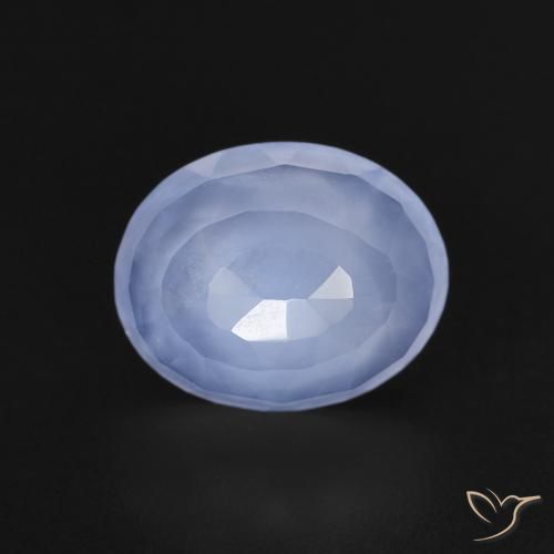 2.48 ct Blue Chalcedony Stone, Natural Chalcedony in Oval Buff-Top Shape for Sale