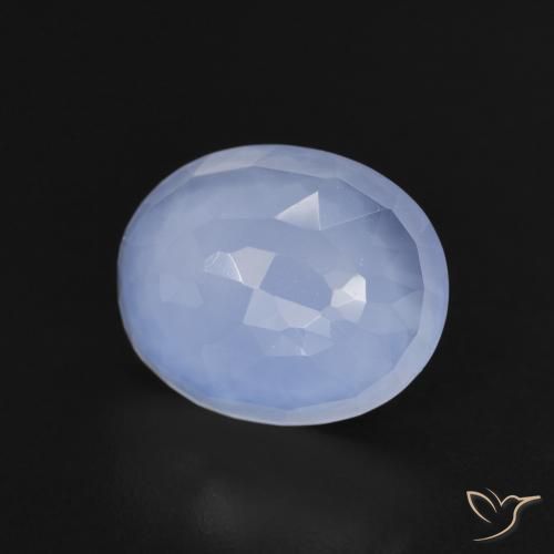 2.96 ct Blue Chalcedony Stone, Natural Chalcedony in Oval Buff-Top Shape for Sale