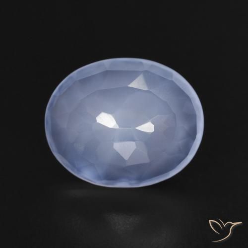 2.76 ct Blue Chalcedony Stone, Natural Chalcedony in Oval Buff-Top Shape for Sale