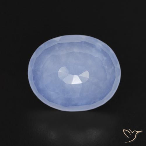 3.04 ct Blue Chalcedony Stone, Natural Chalcedony in Oval Buff-Top Shape for Sale