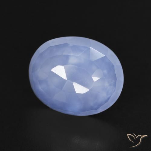 3.32 ct Blue Chalcedony Stone, Natural Chalcedony in Oval Buff-Top Shape for Sale
