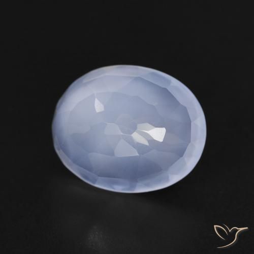 2.52 ct Blue Chalcedony Stone, Natural Chalcedony in Oval Buff-Top Shape for Sale
