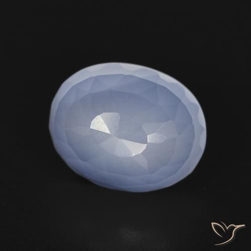 2.78 ct Blue Chalcedony Stone, Natural Chalcedony in Oval Buff-Top Shape for Sale