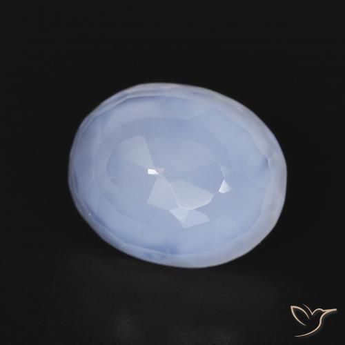 2.71 ct Blue Chalcedony Stone, Natural Chalcedony in Oval Buff-Top Shape for Sale