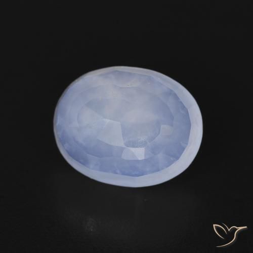 2.71 ct Blue Chalcedony Stone, Natural Chalcedony in Oval Buff-Top Shape for Sale