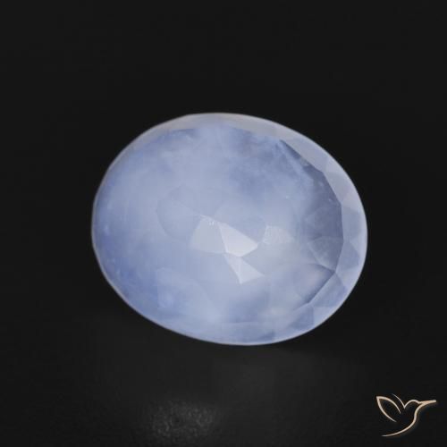 2.57 ct Blue Chalcedony Stone, Natural Chalcedony in Oval Buff-Top Shape for Sale