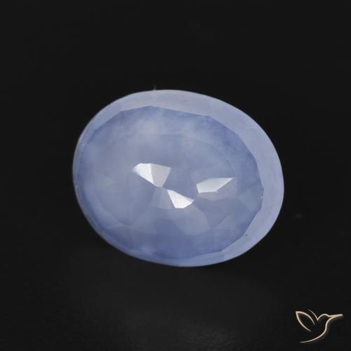 2.35 ct Blue Chalcedony Stone, Natural Chalcedony in Oval Buff-Top Shape for Sale