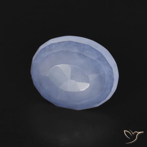 2.36 ct Blue Chalcedony Stone, Natural Chalcedony in Oval Buff-Top Shape for Sale