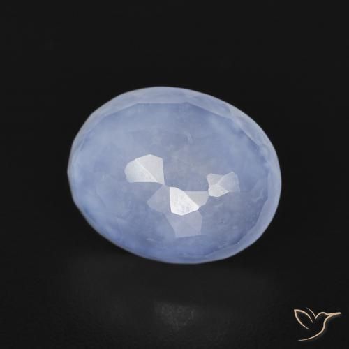 2.34 ct Blue Chalcedony Stone, Natural Chalcedony in Oval Buff-Top Shape for Sale