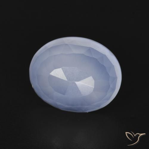 2.66 ct Blue Chalcedony Stone, Natural Chalcedony in Oval Buff-Top Shape for Sale