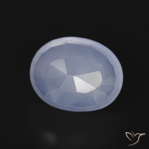 2.70 ct Blue Chalcedony Stone, Natural Chalcedony in Oval Buff-Top Shape for Sale