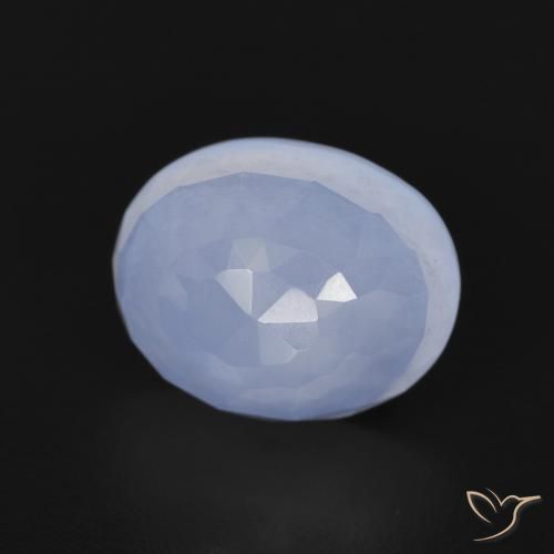 3.00 ct Blue Chalcedony Stone, Natural Chalcedony in Oval Buff-Top Shape for Sale