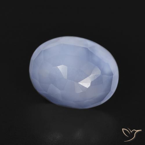 2.56 ct Blue Chalcedony Stone, Natural Chalcedony in Oval Buff-Top Shape for Sale