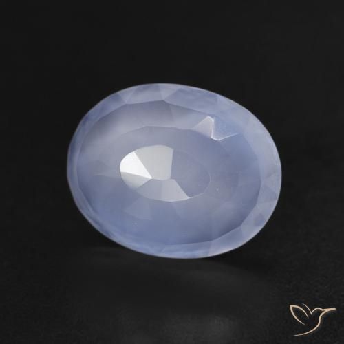 2.54 ct Blue Chalcedony Stone, Natural Chalcedony in Oval Buff-Top Shape for Sale