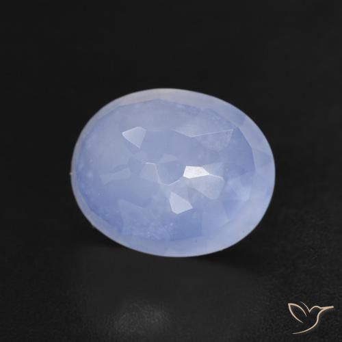 2.67 ct Blue Chalcedony Stone, Natural Chalcedony in Oval Buff-Top Shape for Sale