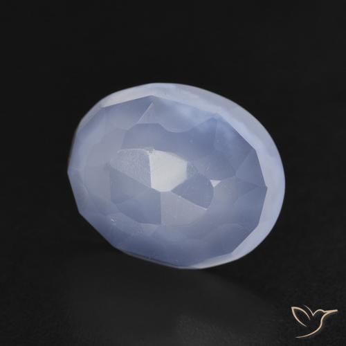 3.44 ct Blue Chalcedony Stone, Natural Chalcedony in Oval Buff-Top Shape for Sale