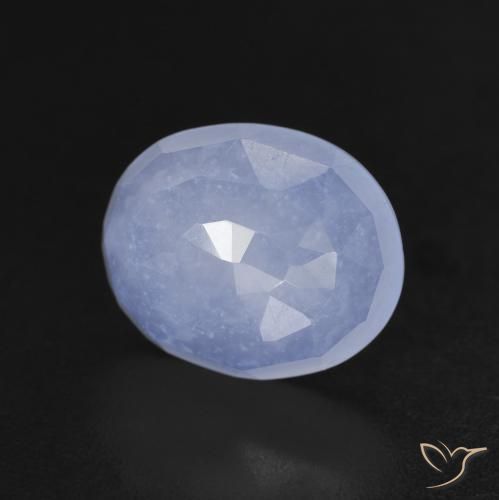 3.40 ct Blue Chalcedony Stone, Natural Chalcedony in Oval Buff-Top Shape for Sale