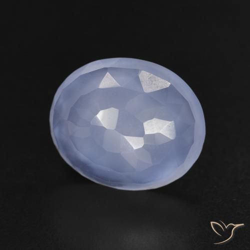 3.05 ct Blue Chalcedony Stone, Natural Chalcedony in Oval Buff-Top Shape for Sale