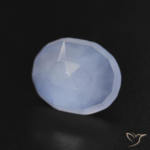 3.22 ct Blue Chalcedony Stone, Natural Chalcedony in Oval Buff-Top Shape for Sale