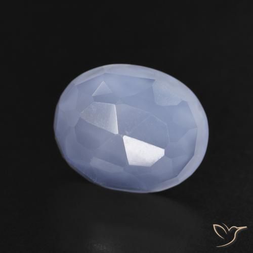 3.60 ct Blue Chalcedony Stone, Natural Chalcedony in Oval Buff-Top Shape for Sale