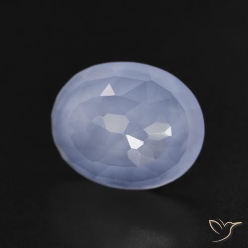 3.32 ct Blue Chalcedony Stone, Natural Chalcedony in Oval Buff-Top Shape for Sale
