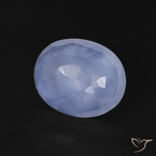 3.42 ct Blue Chalcedony Stone, Natural Chalcedony in Oval Buff-Top Shape for Sale