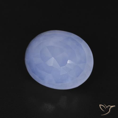 3.56 ct Blue Chalcedony Stone, Natural Chalcedony in Oval Buff-Top Shape for Sale