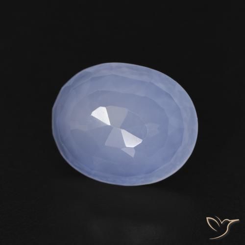 3.34 ct Blue Chalcedony Stone, Natural Chalcedony in Oval Buff-Top Shape for Sale