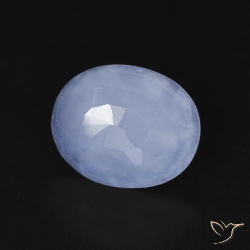 2.98 ct Blue Chalcedony Stone, Natural Chalcedony in Oval Buff-Top Shape for Sale