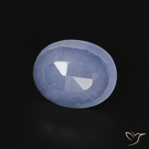 2.56 ct Blue Chalcedony Stone, Natural Chalcedony in Oval Buff-Top Shape for Sale