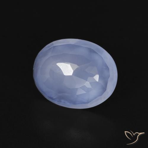 2.45 ct Blue Chalcedony Stone, Natural Chalcedony in Oval Buff-Top Shape for Sale