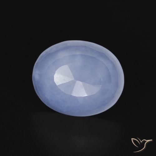 2.47 ct Blue Chalcedony Stone, Natural Chalcedony in Oval Buff-Top Shape for Sale
